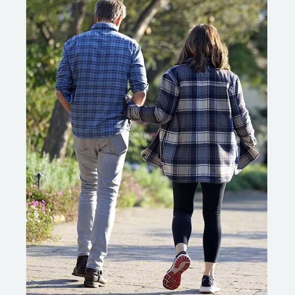 Jenni Kayne Shearling Farmhouse Jacket Wool Plaid Navy XL – Rare Sold Out - Picture 12 of 13